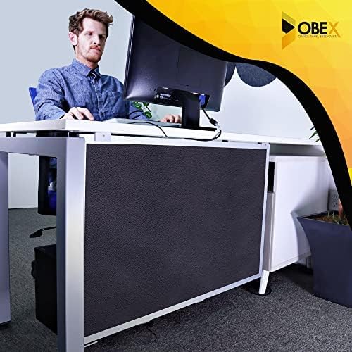 OBEX Acoustic Table Mounted Modesty Desk Privacy & Sound Absorbing Panel for Office Cubicles, 12" x 42", Slate