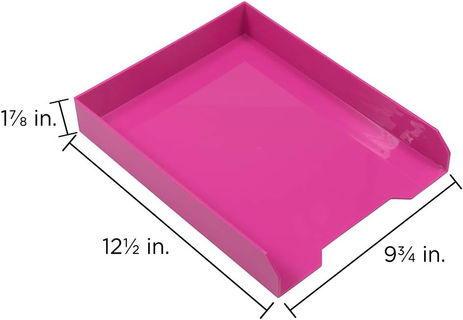 JAM PAPER Stackable Paper Trays - Pink - Desktop Document, Letter, & File Organizer Tray - Sold Individually