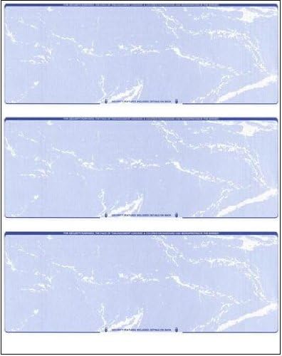 Business Voucher Check Stock - Computer Laser Checks - 3 Checks Per Page, 1000 Sheets/3000 Checks, Blue Marble