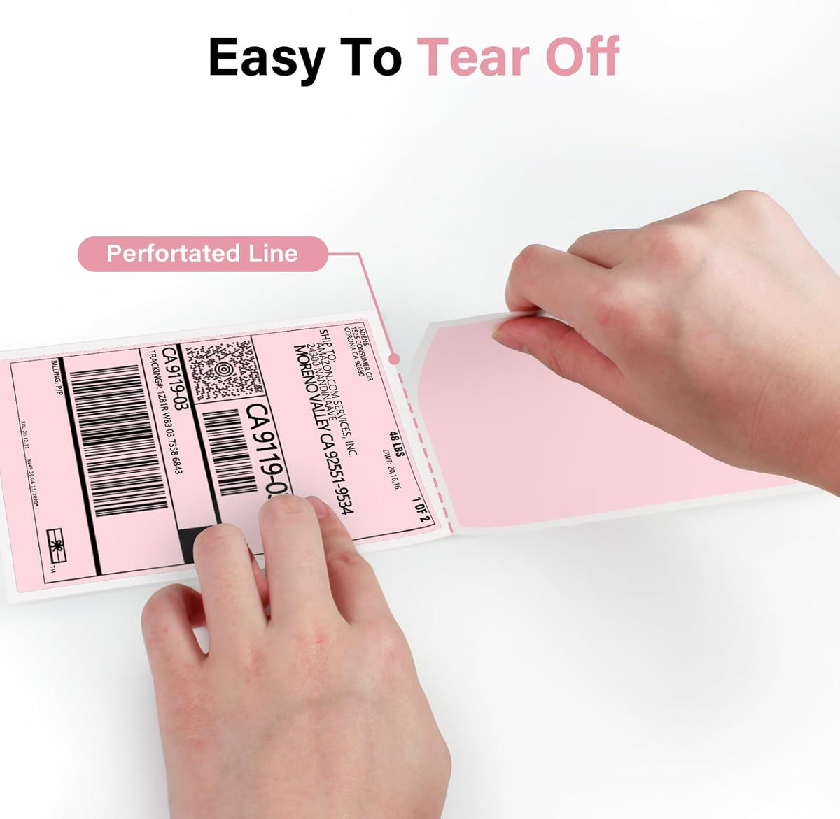 Thermal Shipping Labels 4x6-250 Labels Fan-Fold, Mailing Postage Paper for Thermal Printers, Strong Adhesive, Jam-Free, Compatible with JADENS, Rollo, Munbyn, for Office & Home, Pink