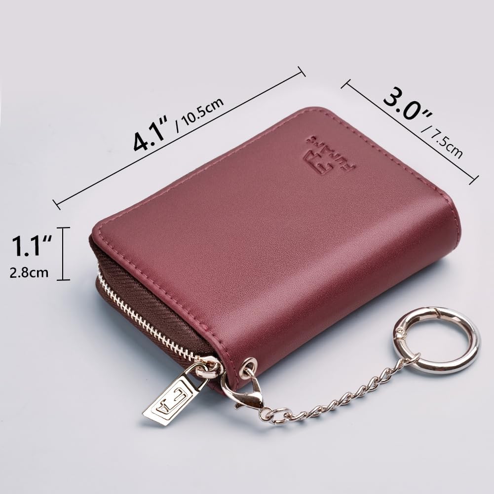 FurArt Zipper Wallet Women, RFID Blocking Credit Card Wallet, Business Card Holder, Compact Size KeyChain Wallet