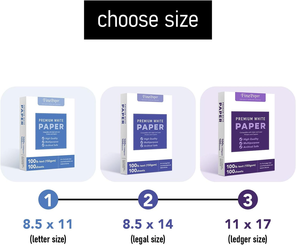 Bright White Paper - Multipurpose Office Print Writing Copy - Flyers, Posters, Design Proposals, Business Documents | 8.5 x 14 | 100lb Text (40lb Bond) | Acid Free Paper | 100 Sheets per Pack