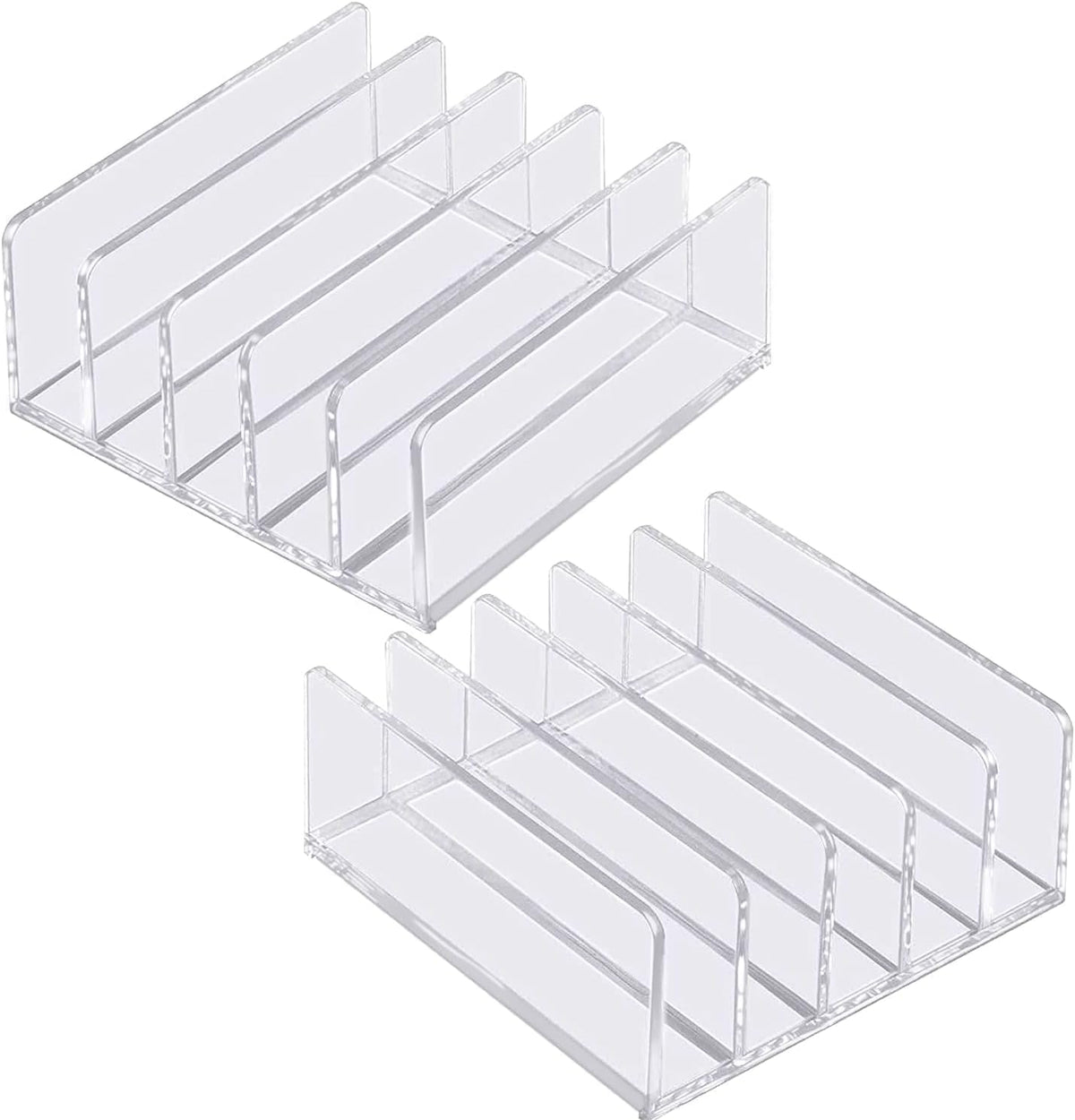 Acrylic Mail Organizer for Sorting Mail, Business Card 2Pack, 5 Slots Mail Holder for Desktop Shelf, Acrylic Mail Sorter for Desk Organzier, Clear Bill Money Divider for Cash Envelope,Set of 2