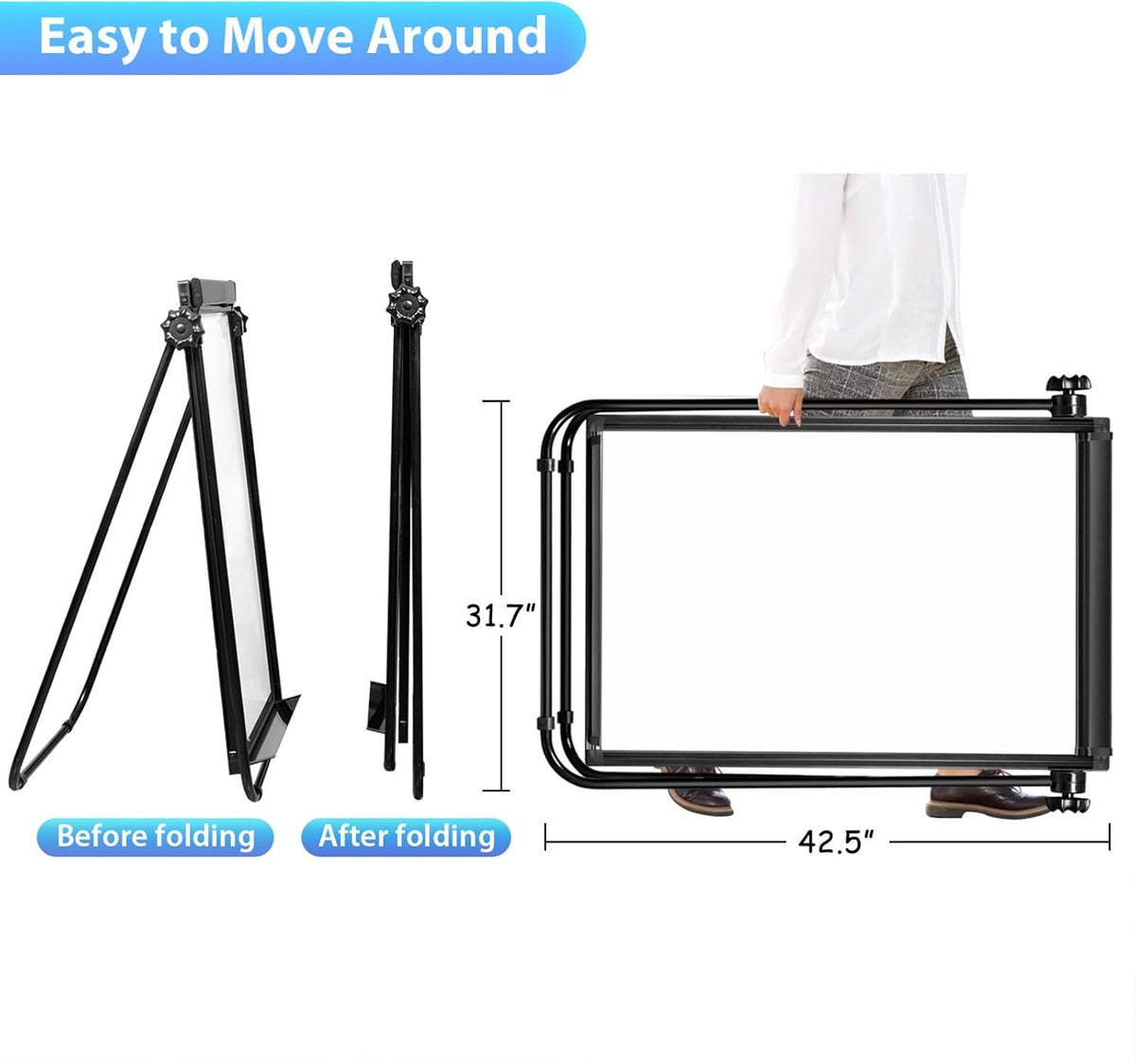 Stand White Board - 40x28 Magnetic Dry Erase Board Flipchart Board Double Sided Easel Board Portable Whiteboard for Classroom Home, Office Supplies