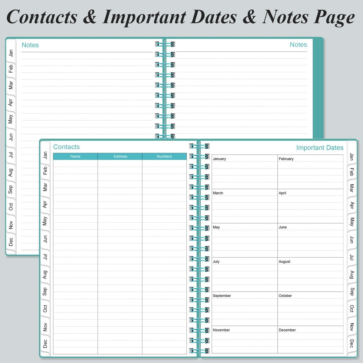 2025-2026 Planner - Academic Planner 2025-2026 from July 2025 - June 2026, Weekly & Monthly Planners Spiral Bound with 12 Monthly Tabs, Inner Pocket, 6.4" x 8.5", Teal