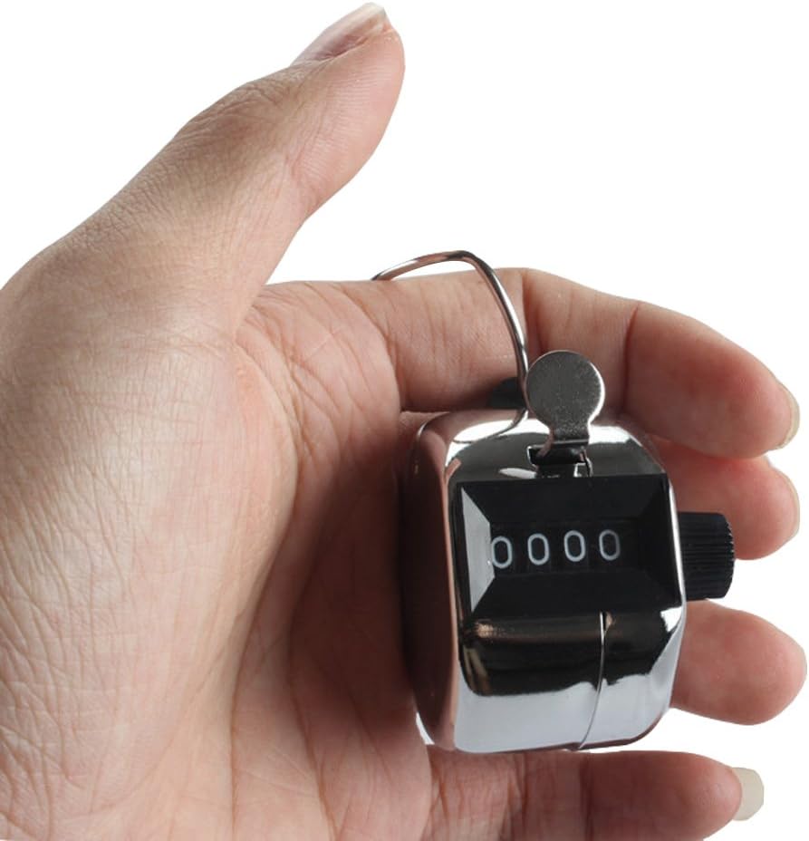 4 Pack Handheld Tally Counter 4 Digit Tally Counter Metal Mechanical Palm Counter Clicker Counter Count Clicker Counts up to 9999, for Transportation,Warehouse, Sports, Golf & Coach