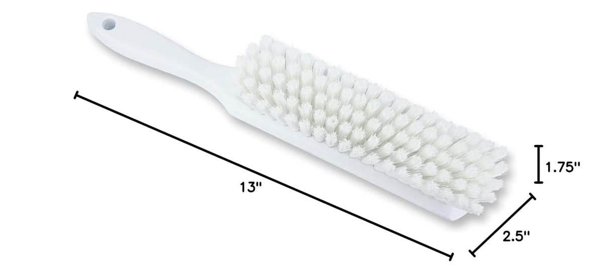 SPARTA Handheld Soft Counter Brush 8 Inch Bristle Span, Multi-Use Dust Brush with 5 Inch Handle for Tables, Countertops, and Delicate Surfaces, Polyester, White