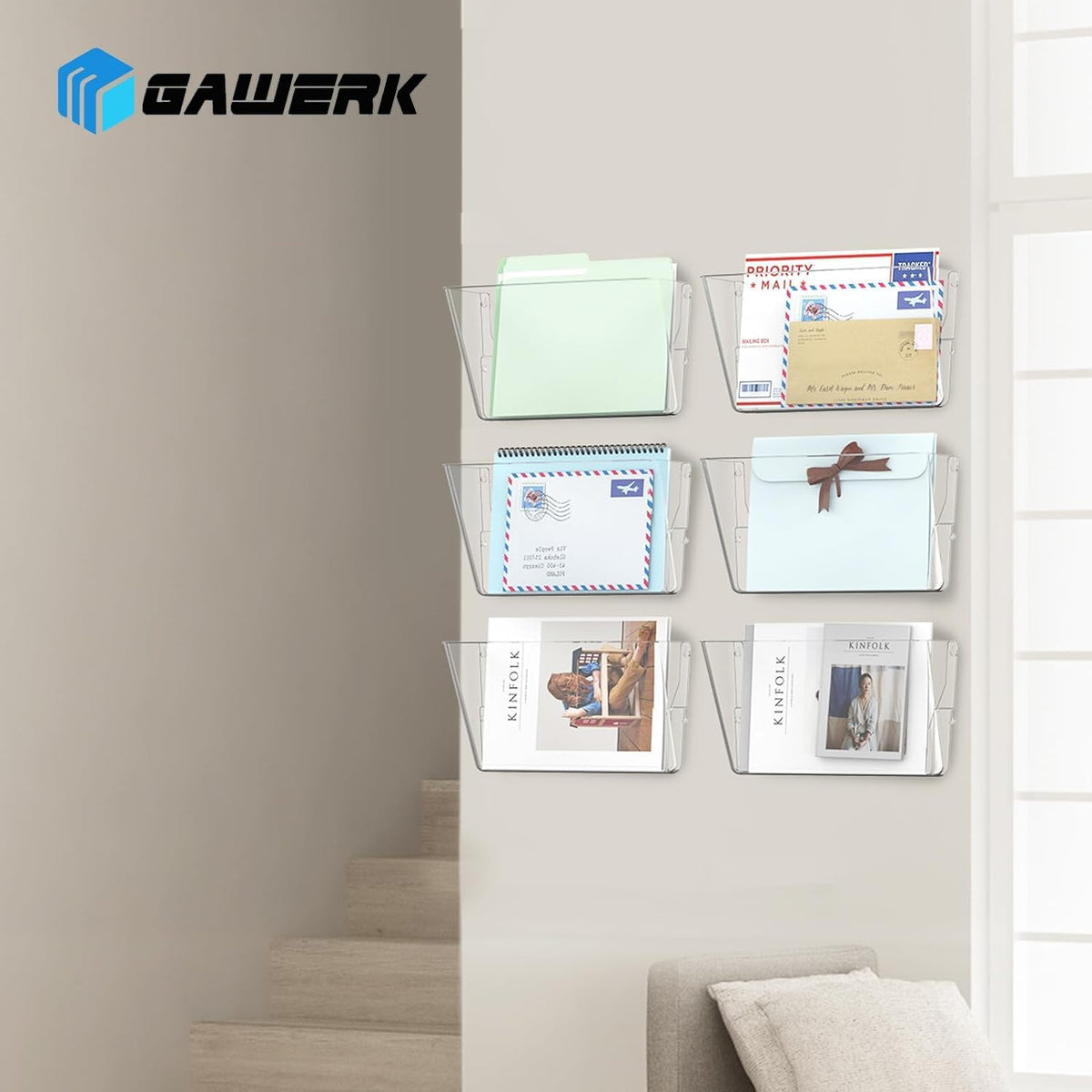3 Pack Clear Acrylic Single Pocket, Plastic Hanging Wall Mount File Holder for Office Home, Clear