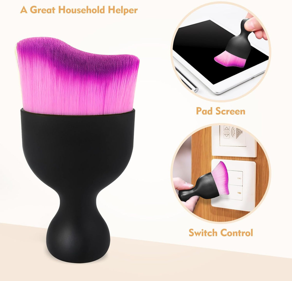 Car Interior Cleaning Brush Car Duster Interior with Ultra Soft Bristles Auto Detailing Brushes Dusting Car Accessories for Dashboard, AC Vents, Leather, Scratch-Free (Double Purple)