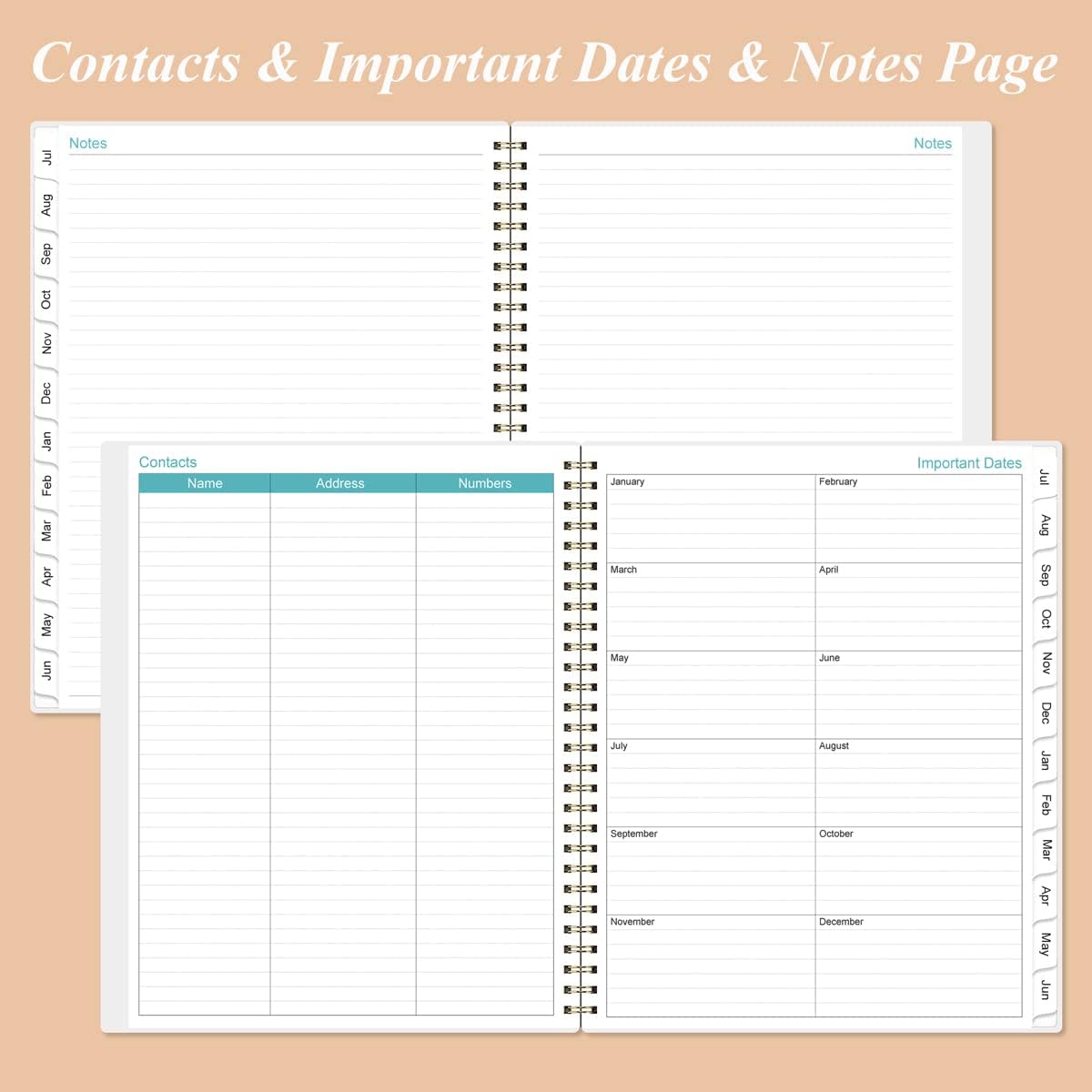 2025-2026 Monthly Planner - 18 Monthly Calendar, July 2025 - December 2026, Two Pages Per Month, 9" x11" Planner with Tabs, Inner Pocket, Rose Leaf