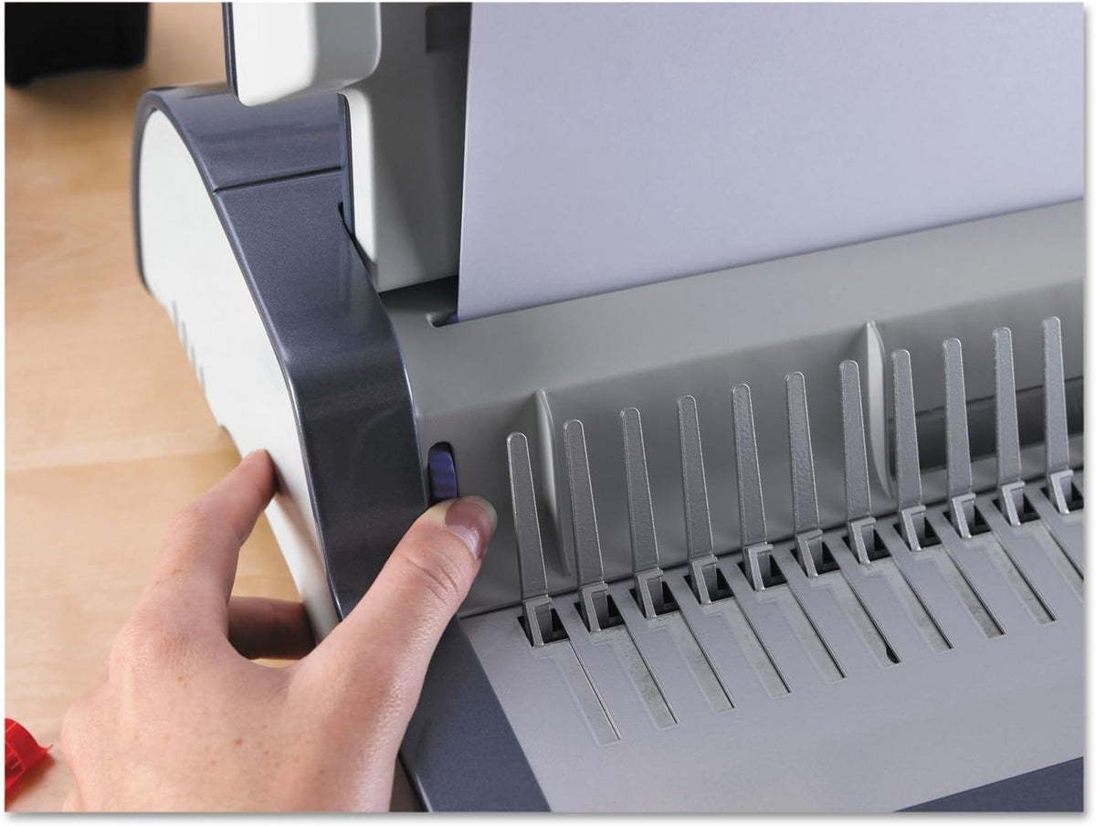 Fellowes 5216901 Quasar 500 Electric Comb Binding System, 16 7/8 x 15 3/8 x 5 1/8, Metallic Gray