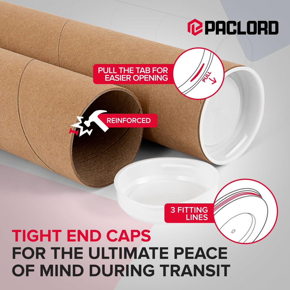 2" x 72" Heavy-Duty Reinforced Cardboard Mailing Tube, Pack of 4 Tubes with 8 Caps – Secure USPS Approved – Great for Shipping and Storing of Prints, Artwork, Posters or Documents