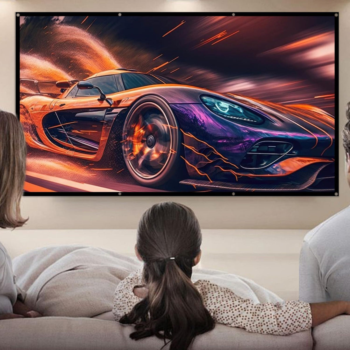 Portable 120 inch Outdoor Projector Screen: Foldable Anti-Crease Indoor Hanging Wall Home Theater Screen with 4K HD
