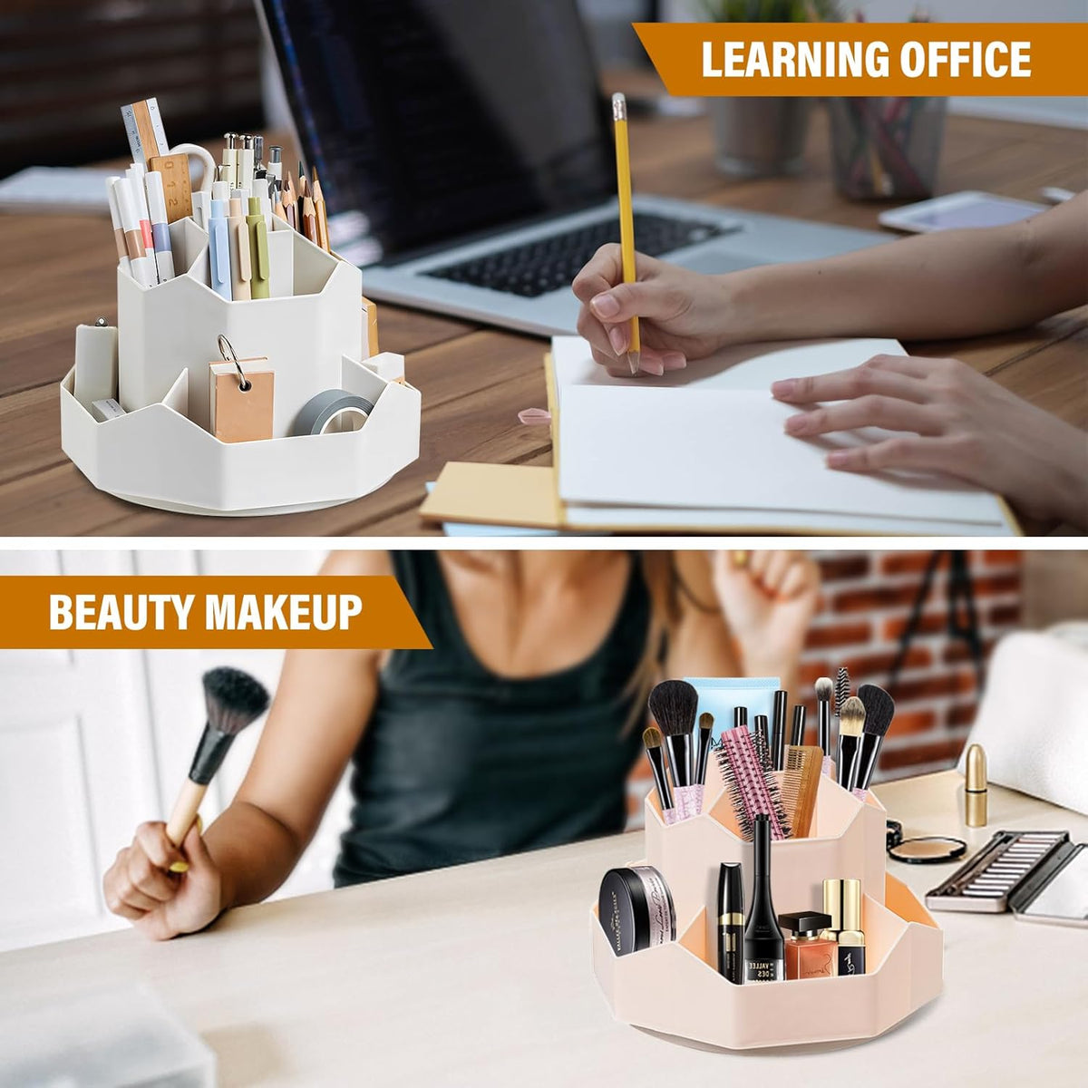 360 Degree Rotation Pen Holder,9 Slots Pencil Holder for Desk,Desk Organizer,Desk Accessories & Workspace Organizers,Apply Office, School, Home(Pink