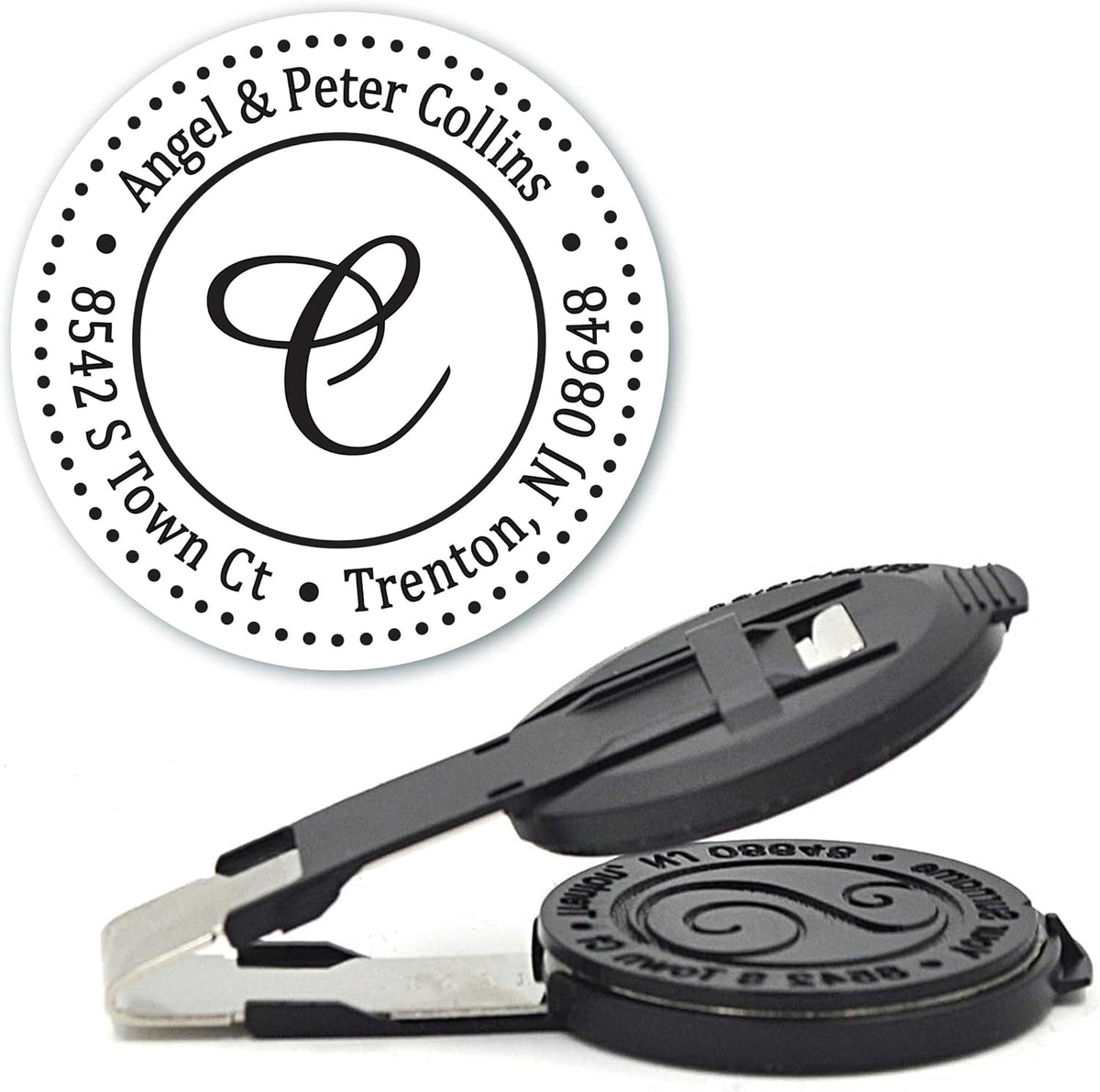Custom Monogram Address Embosser - Personalized Round Seal- Insert Only - Style EM025