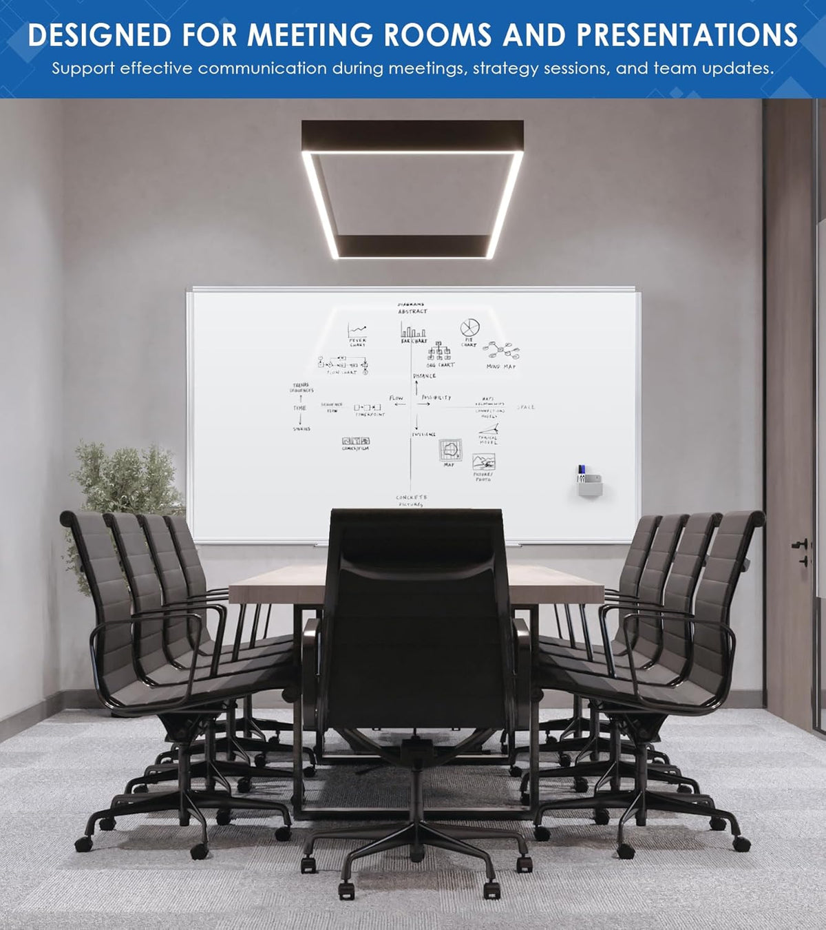 SWANCROWN 72" x 48" Dry Erase Board, Magnetic White Board for Wall, Large Marker Whiteboard with a Long Pen Tray for Class and Office