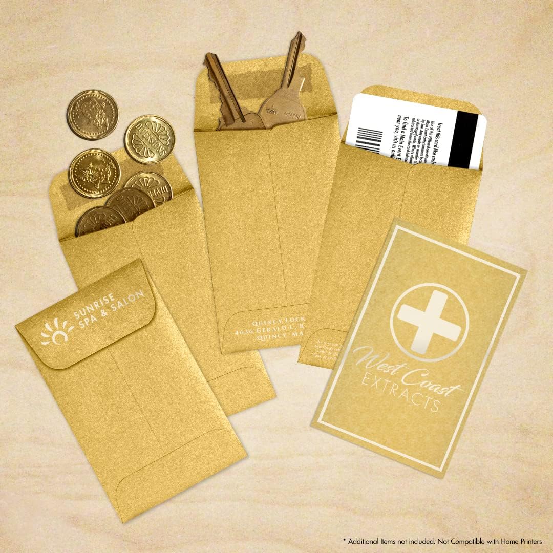 LUXPaper #1 Coin Envelopes | 2 1/4" x 3 1/2" | Gold Metallic | 80lb. Text | 50 Qty
