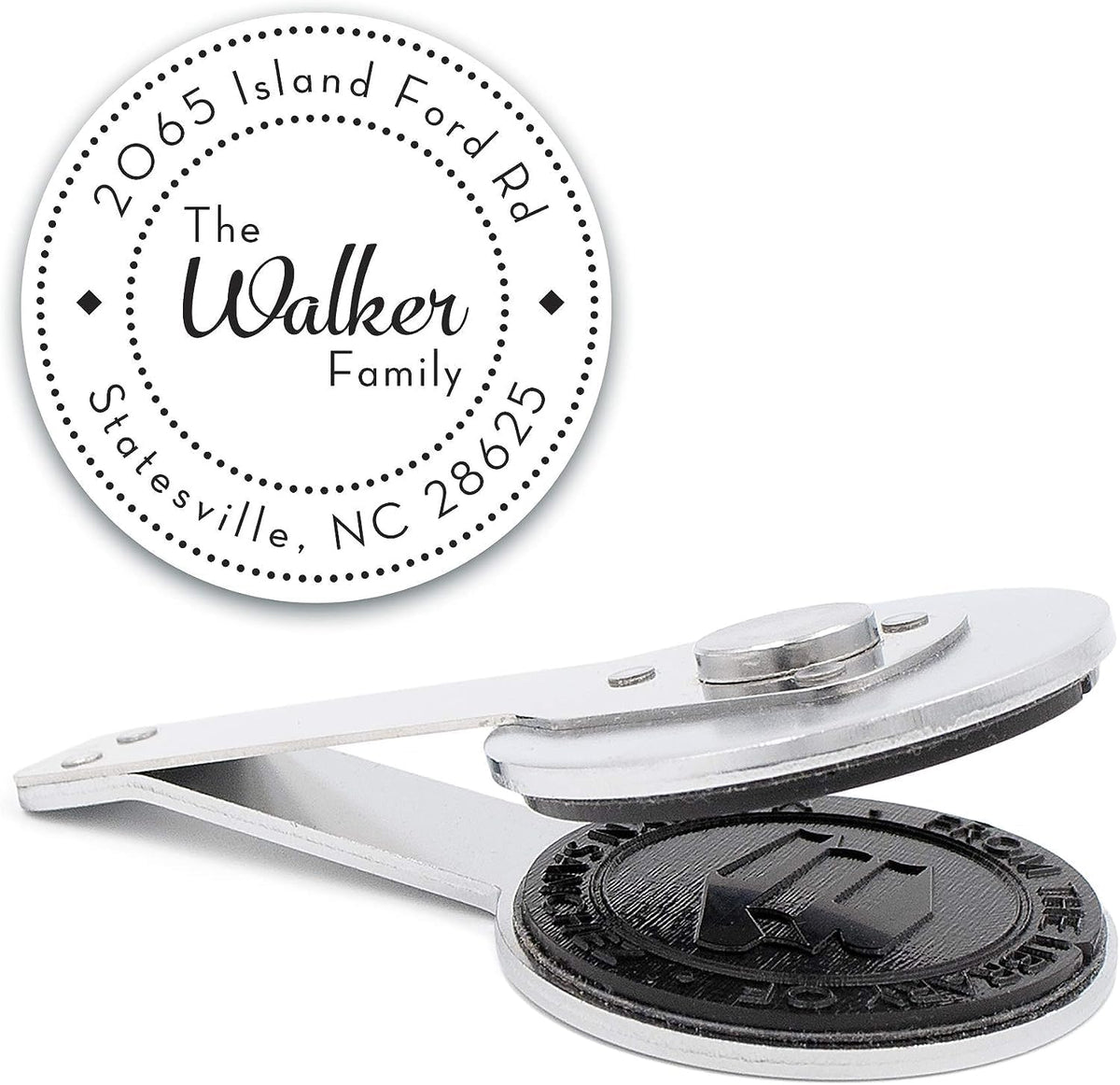 Custom Monogram Address Desk Embosser - Personalized Round Seal - Insert Only - Style EMD-023
