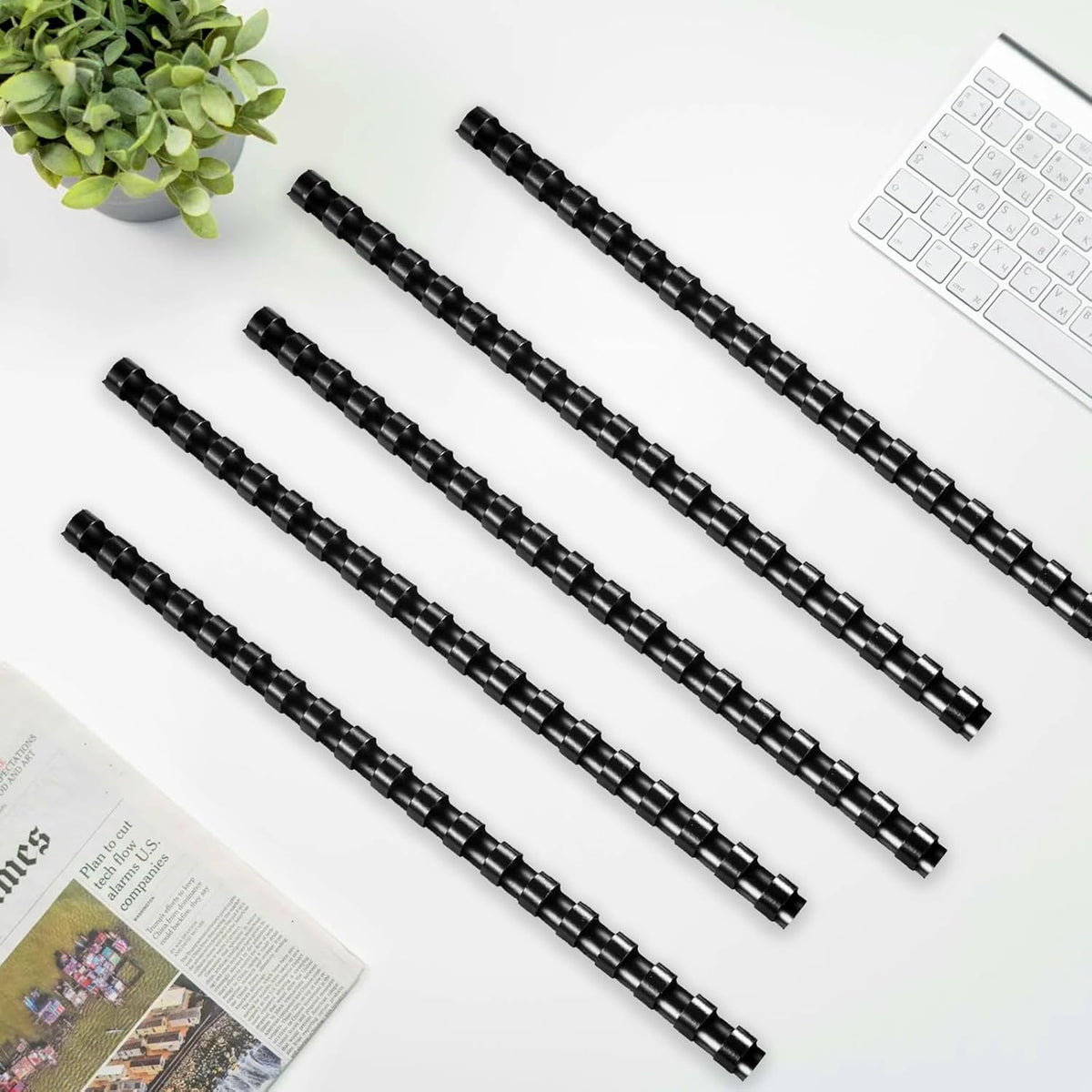 HOUYEE 100 Pack 3/8 Inch Plastic Binding Comb 19 Ring, 60 Sheet Capacity, Black Comb Binding Spines for Letter Size Paper