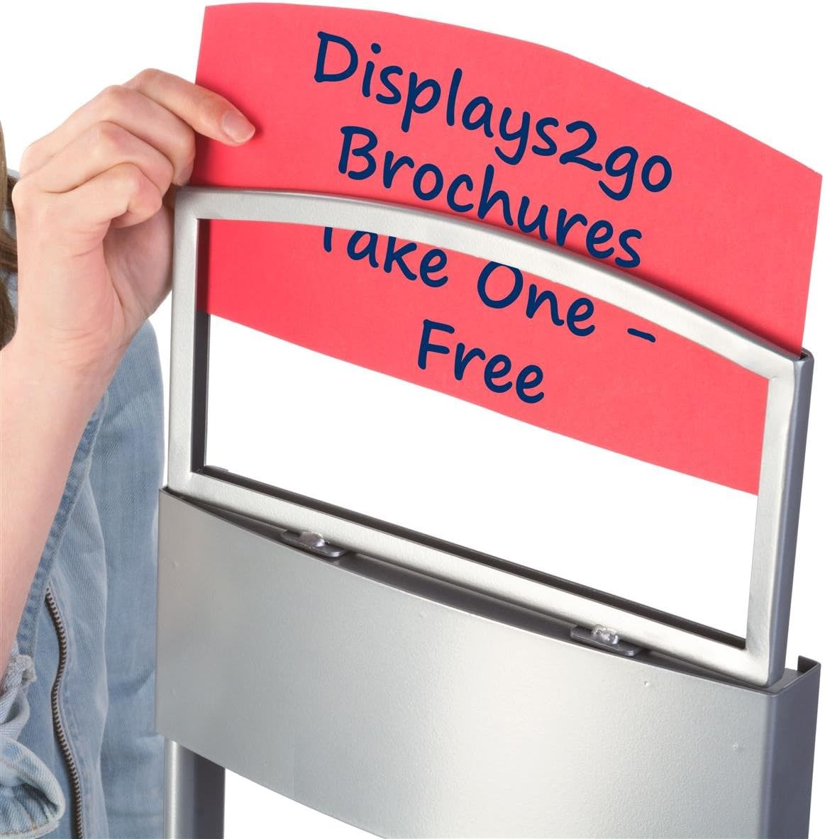 Portable Silver Floor Literature Rack Features 10 Pockets for Freestanding Displays and Carrying Case