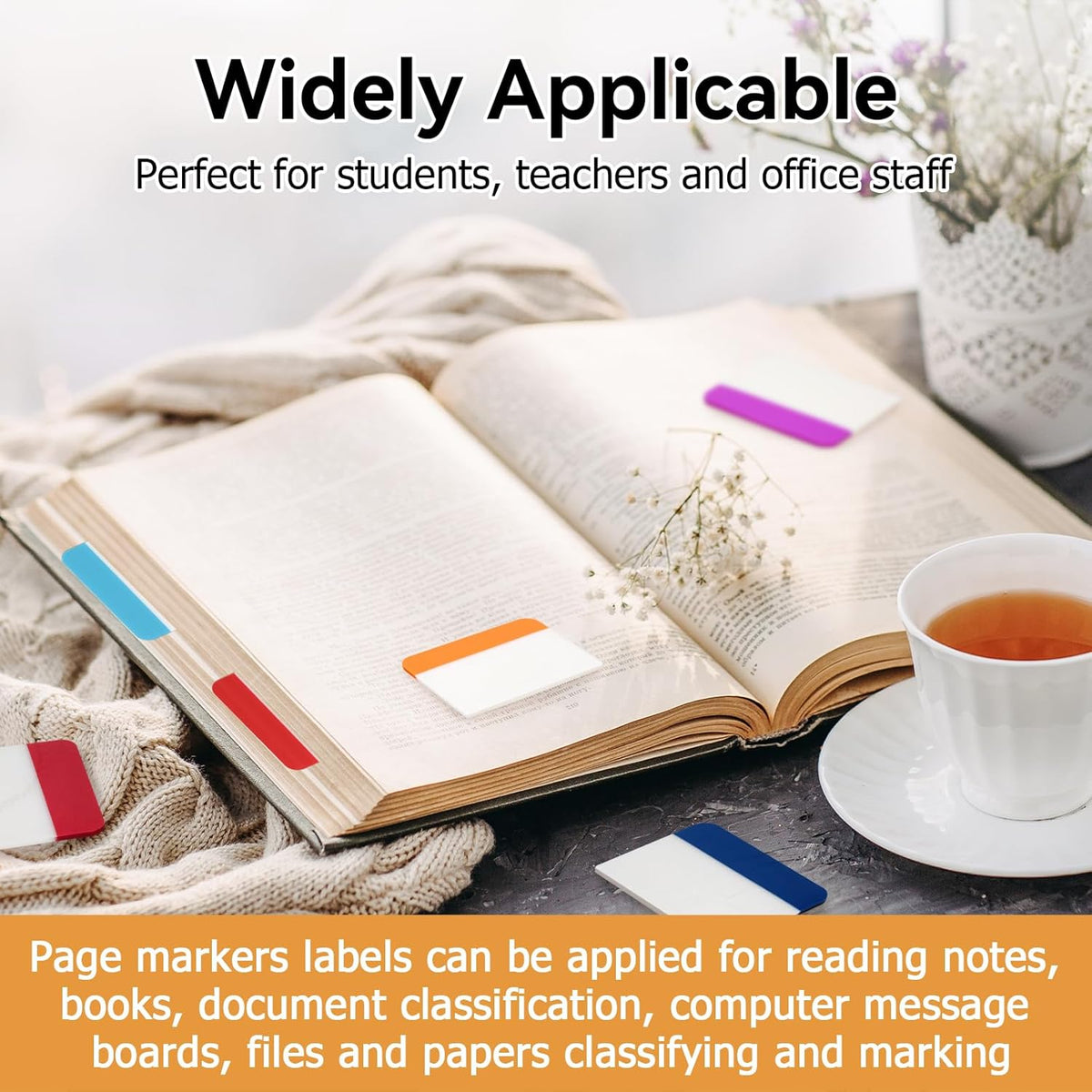 600 Pieces Tabs 2 Inch Sticky Index Tabs, Colored Page Markers Repositionable Divider Tabs for Notebooks, Binders, File Folders, Books (30 Sets 10 Colors)