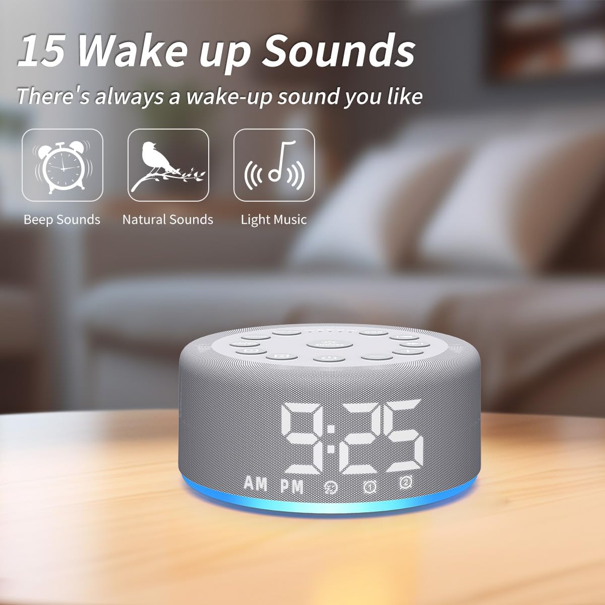 Sound Machine Alarm Clock White Noise Brown Noise Machine Night Light with Dual Alarms Backup Battery 30 Sleeping Sounds for Baby Kids Adults 32 Level Volume 5 Timers 15 Wake Up Sounds Memory Function