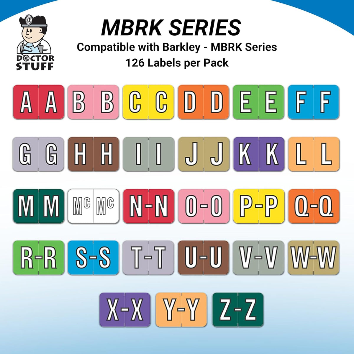 Doctor Stuff - File Folder Labels, Alphabet Letter K, Barkley/Sycom FABKM - BRAM Series Compatible Alpha Stickers, Purple, 1" x 1-1/2", 126 Labels/Package