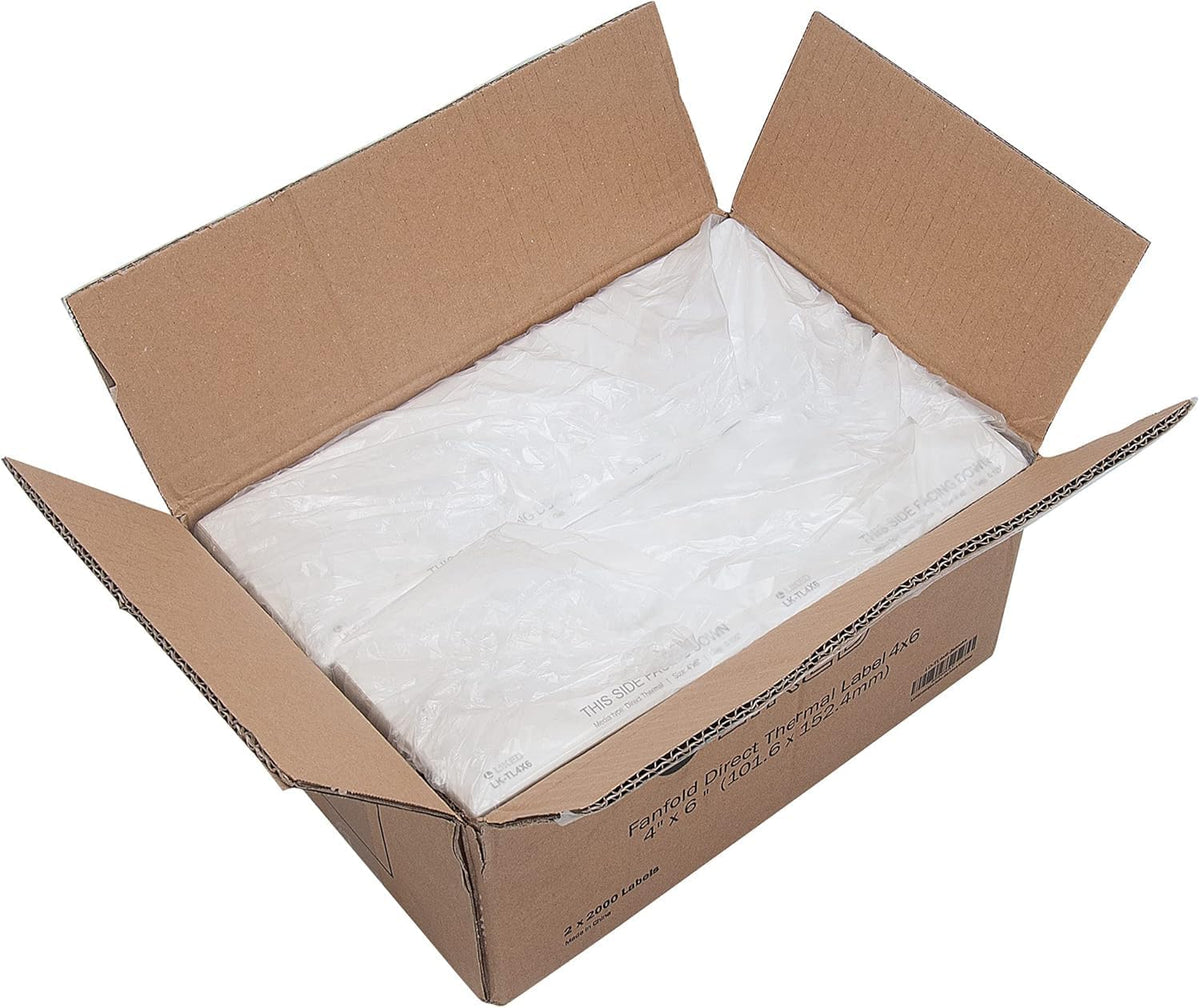L LIKED 4000 Fanfold 4" x 6" Direct Thermal Labels, with Perforated line for Thermal Printers - Compatible with Zebra & Rollo Printer