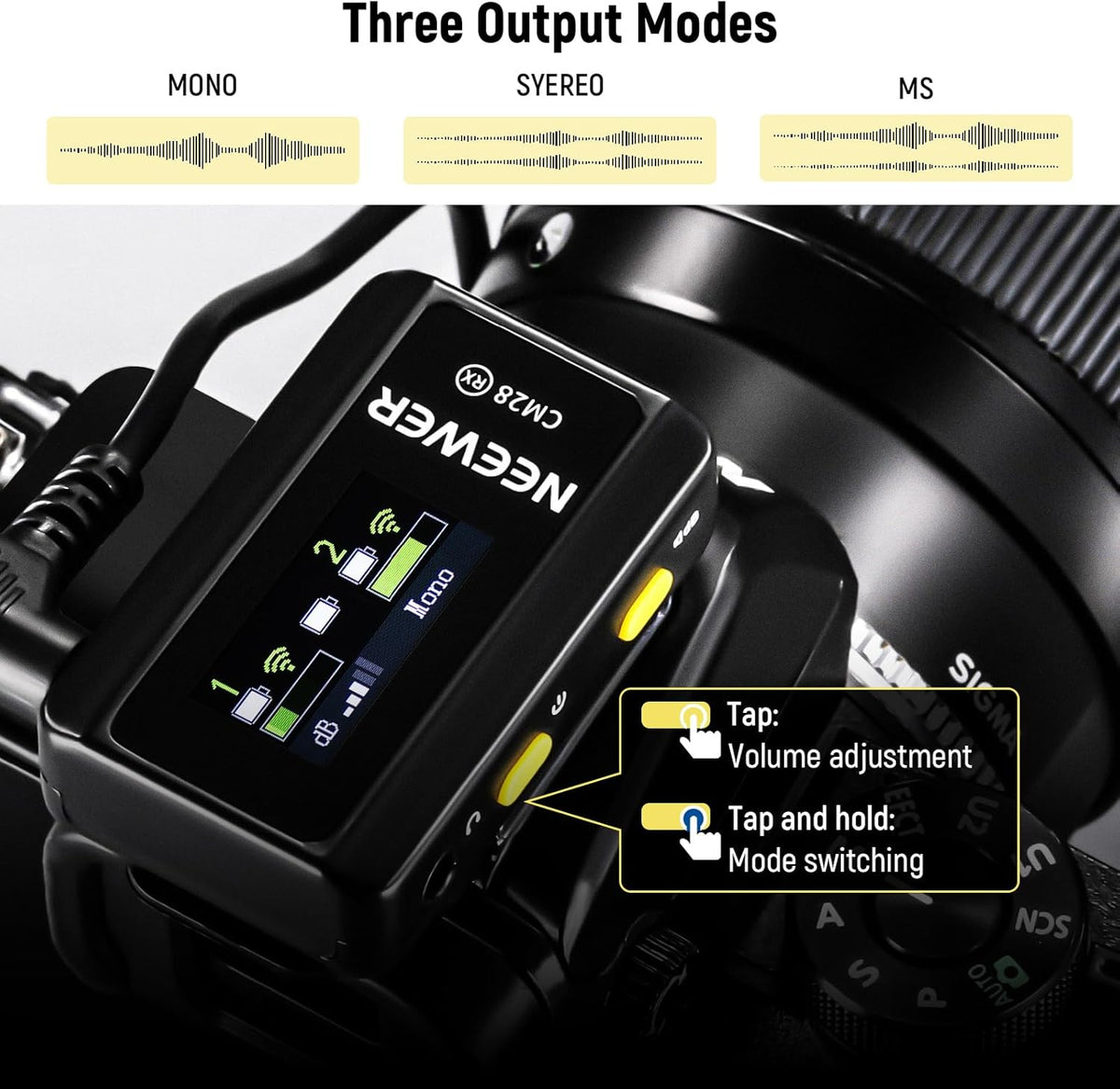 NEEWER CM28 (1 RX + 2 TX + Charging Case), Wireless Lavalier Microphone, Smart Noise Cancelling, 48KHz/16Bit 9 Hrs Uncompressed Recording, 656ft/200m Range, Lav Mic for iPhone, Android, Camera