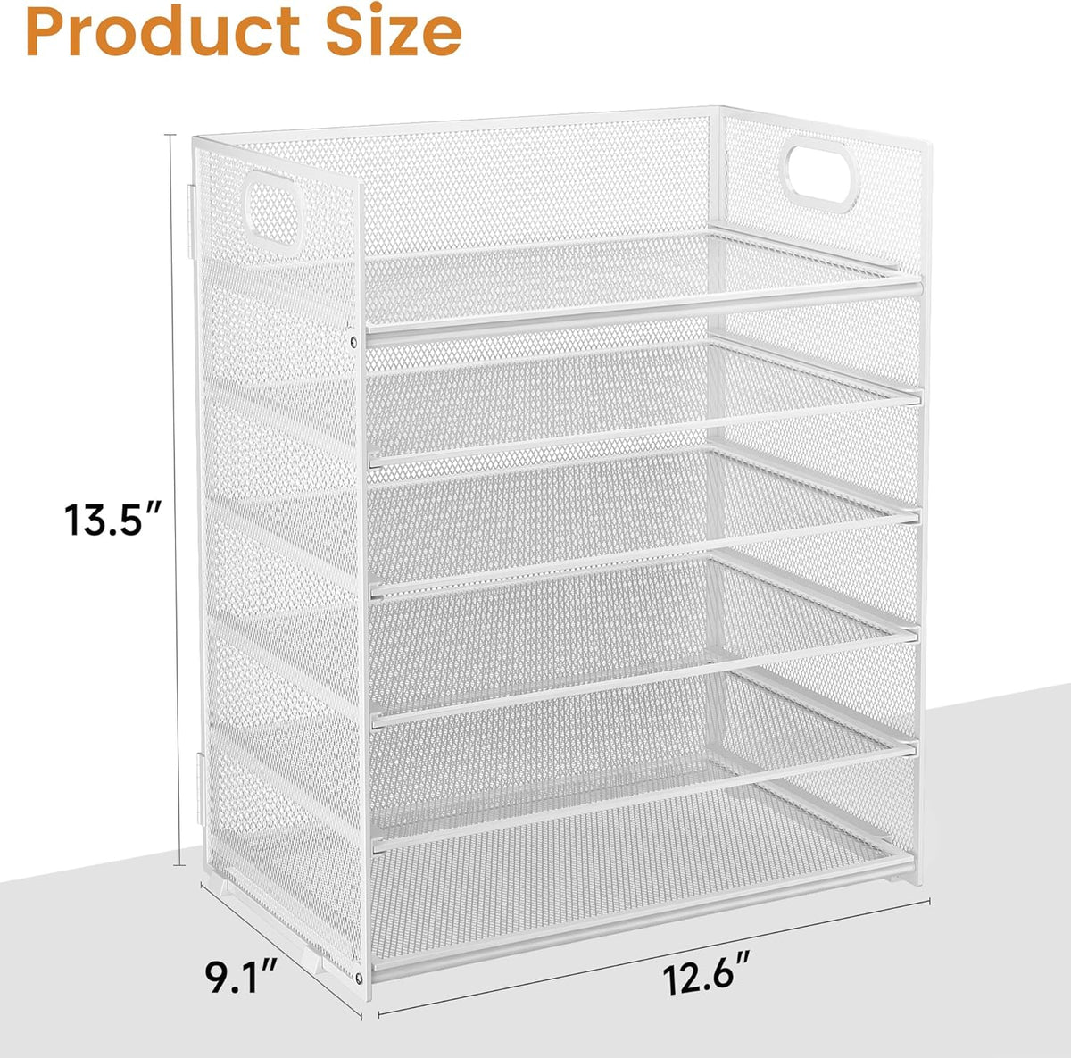 Subekyu 6 Tier Paper Organizer for Desk with Handle, Metal Mesh Desk Office File Folder Paper Letter Tray Accessories Organizer Sorter for Home, School, Office Desktop Document Organization - White