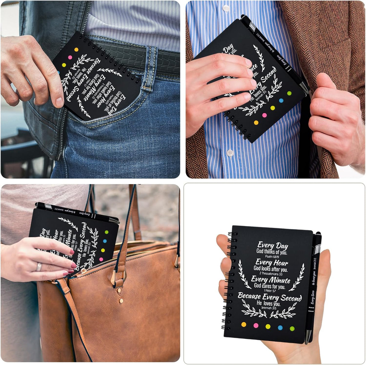 100 Pcs Bulk Christian Gifts Prayer Journal for Woman - 50 Set Religious Notepad with Christian Pen - Bible Notebook - Church Gifts for Inspirational, Bible Study, Devotions (Black)
