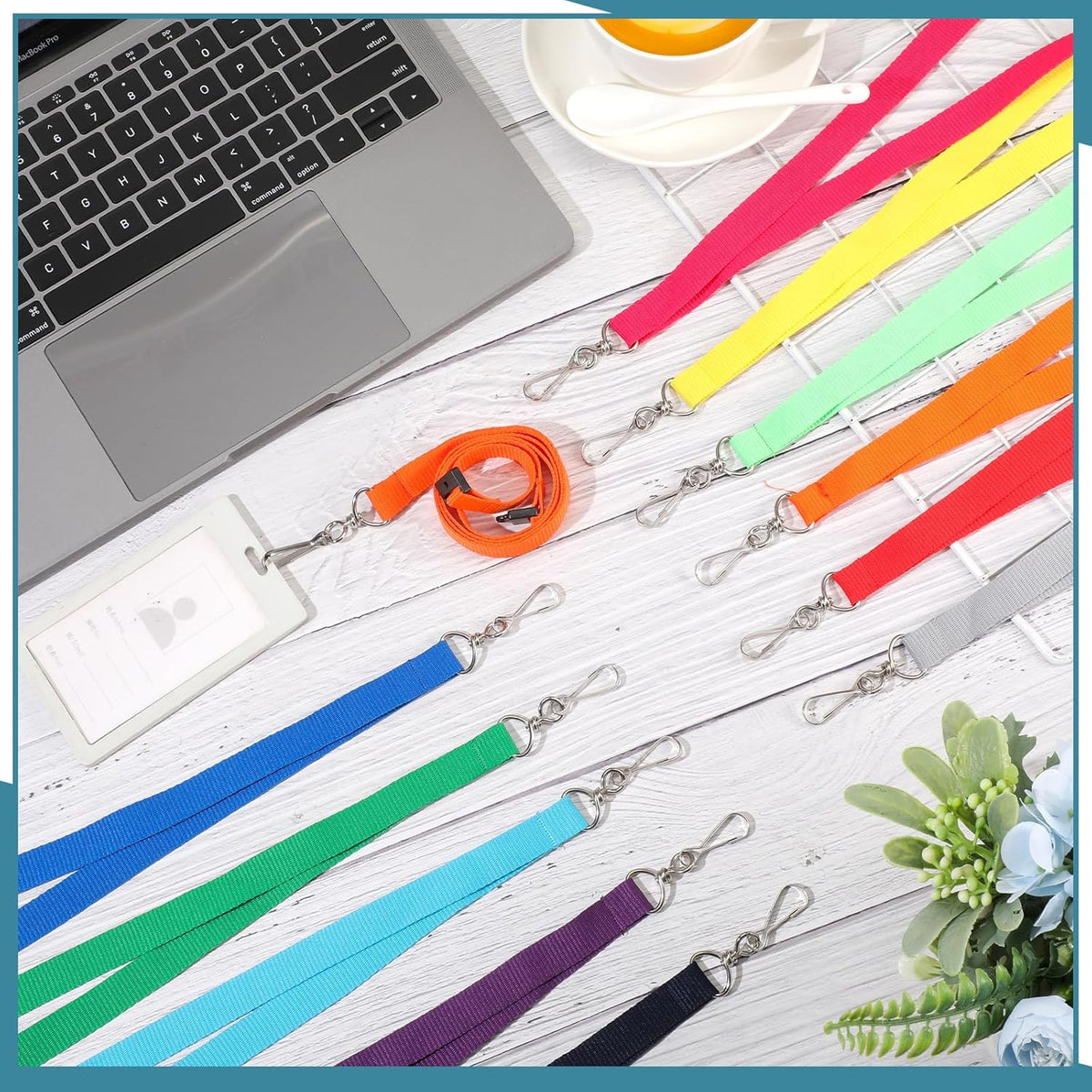Patelai 120 Pcs Breakaway Lanyards with J Hook Bulk Flat for ID Badges Neck Badge Lanyards Card Nametag Holder Neck Straps (Mix Color)