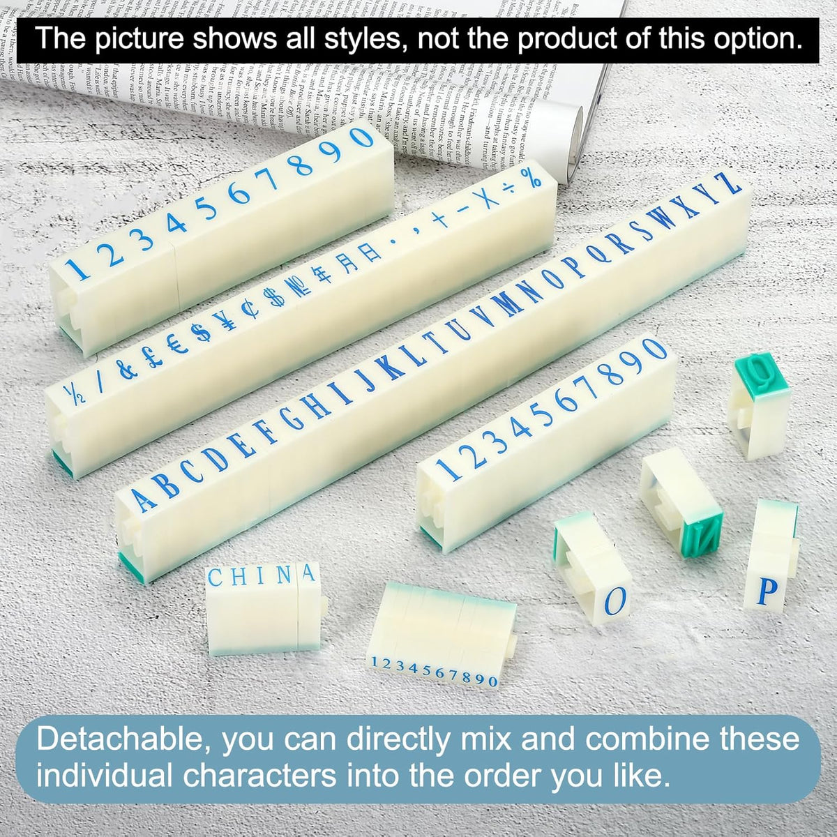 PATIKIL Detachable Number Stamp, 9mm Plastic 9 Digits Font Size 3 Numeral 0-9 Combination Set for Card Tag Scrapbook Craft Making Teaching