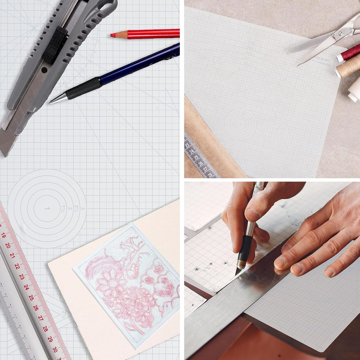 Falling in Art Self Healing Cutting Mat, 9x12" Cutting Mats for Sewing, Double-sided 5-Ply Fabric Cutting Board for Crafting, Quilting and Sewing Projects, White