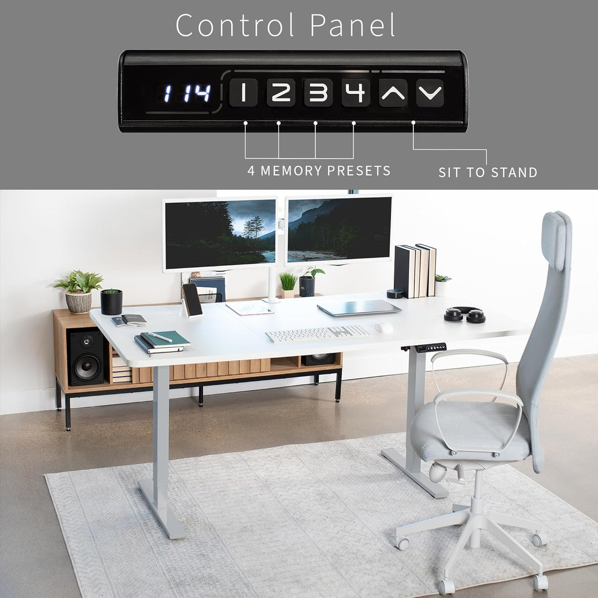 VIVO Electric 71 x 36 in Standing Desk, Memory Height Adjustment, 1B Series, White Top Gray Frame, DESK-KIT-1G7W-36