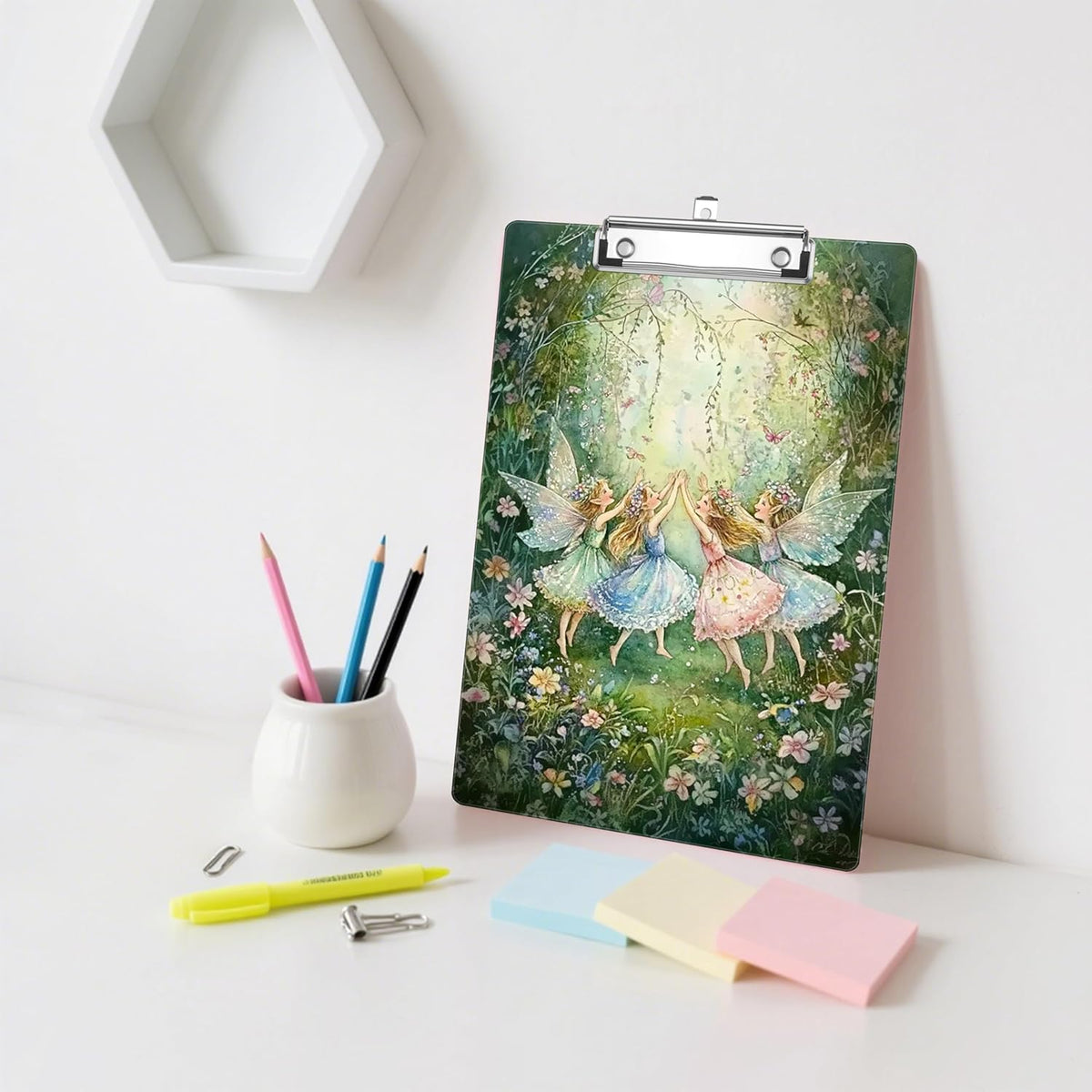 Garden Fairy Plastic Clipboards,Decorative Plastic Acrylic Clipboard for Teacher Social Worker Students Office Supplies 8 * 12