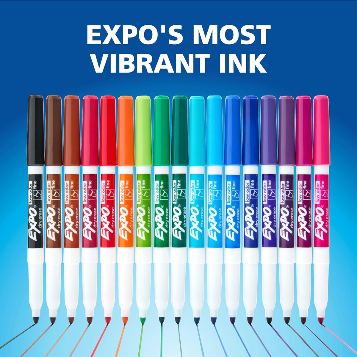 EXPO Dry Erase Markers, Low Odor Ink, Black, Fine Tip, 40 Count