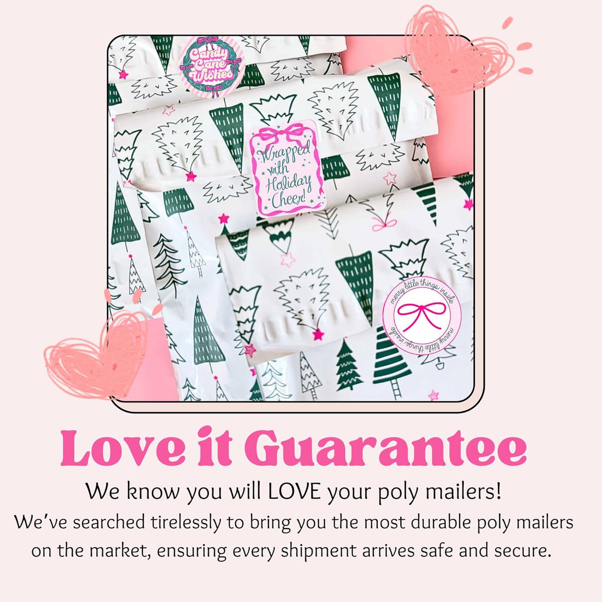 Christmas Shipping Bags Envelope 14x19 Holiday Shipping Supplies Poly Mailers for Small Business Boutique Mailing Bags for Clothing Cute Designer Polymailer - 100 Pack Festive Forest