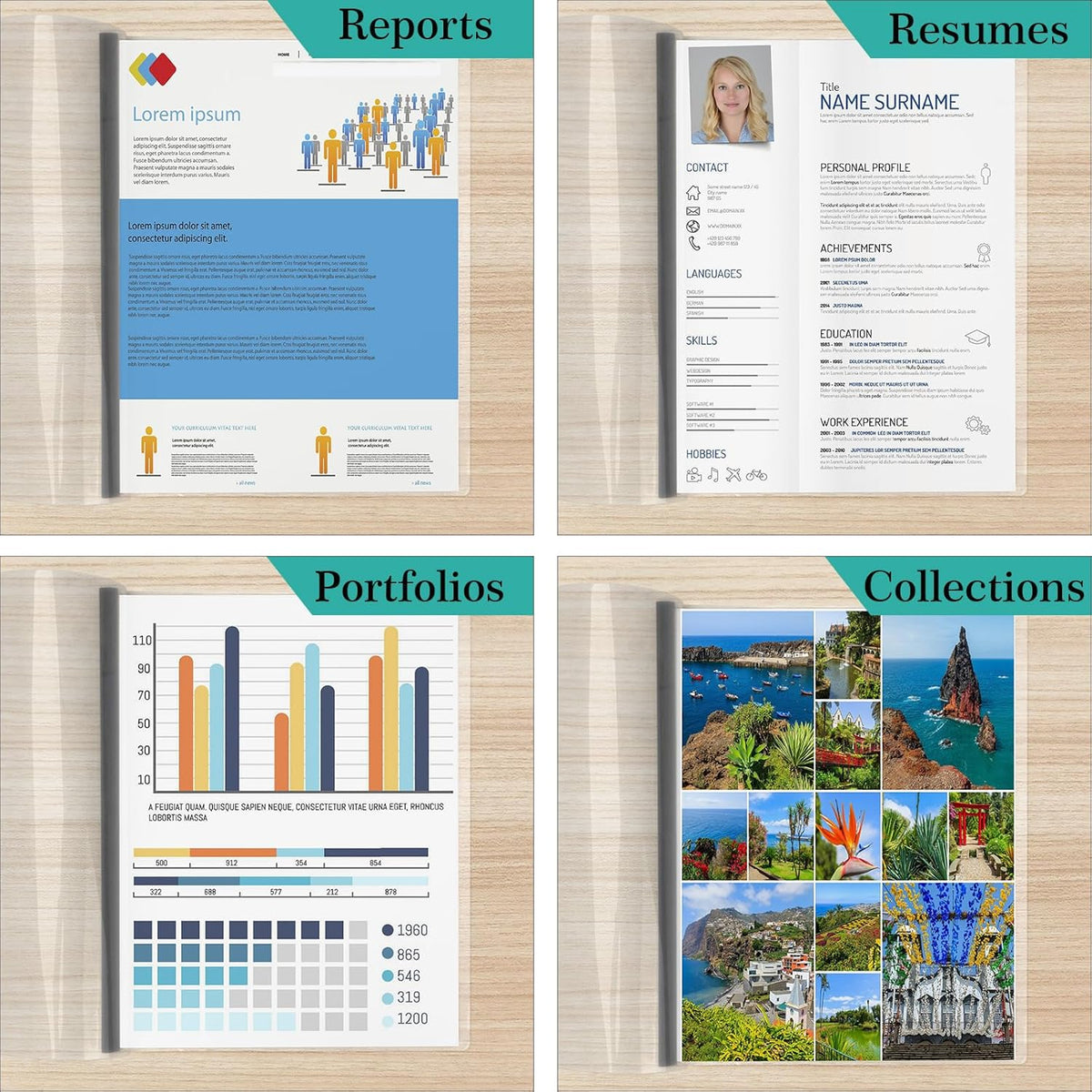 Dynta Report Covers 42 Pack Presentation Folders for Letter Size 70 Sheet Capacity, 5.5 Mil Report Covers with Sliding bar Black, Resume Folder Clear Folder for File Resume Documents