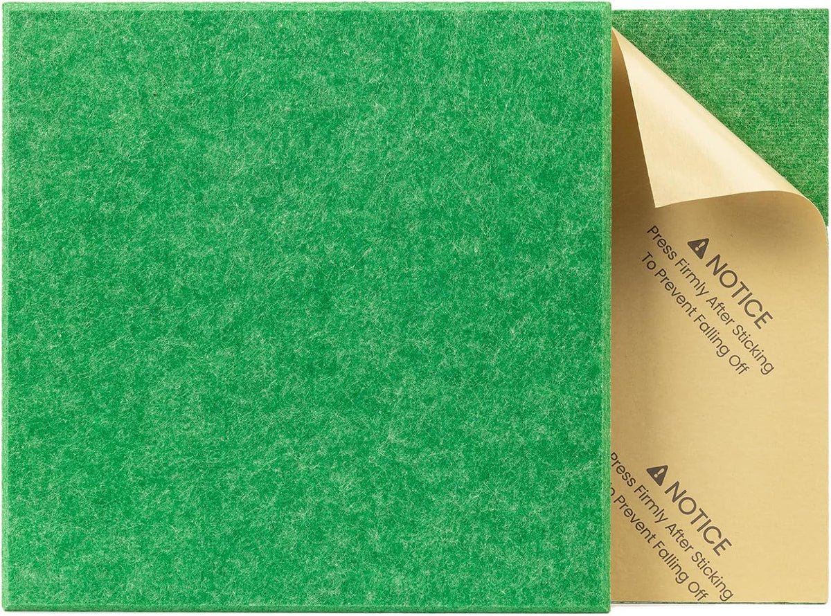 12 Pack Self-Adhesive Acoustic Panels, 12" X 12" X 0.4" High-Density Sound Proof Foam Panels for Walls, Soundproof Wall Panels for Home & Office (Green)