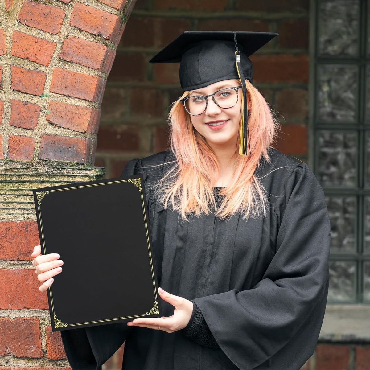 Ndsox 90 Packs Black Certificate Holders, Graduation Diploma Holders, 350GSM, Diploma Covers with Gold Foil Border for Letter Size 8.5" x 11" Award Certificate Paper, Cardstocks and Documents