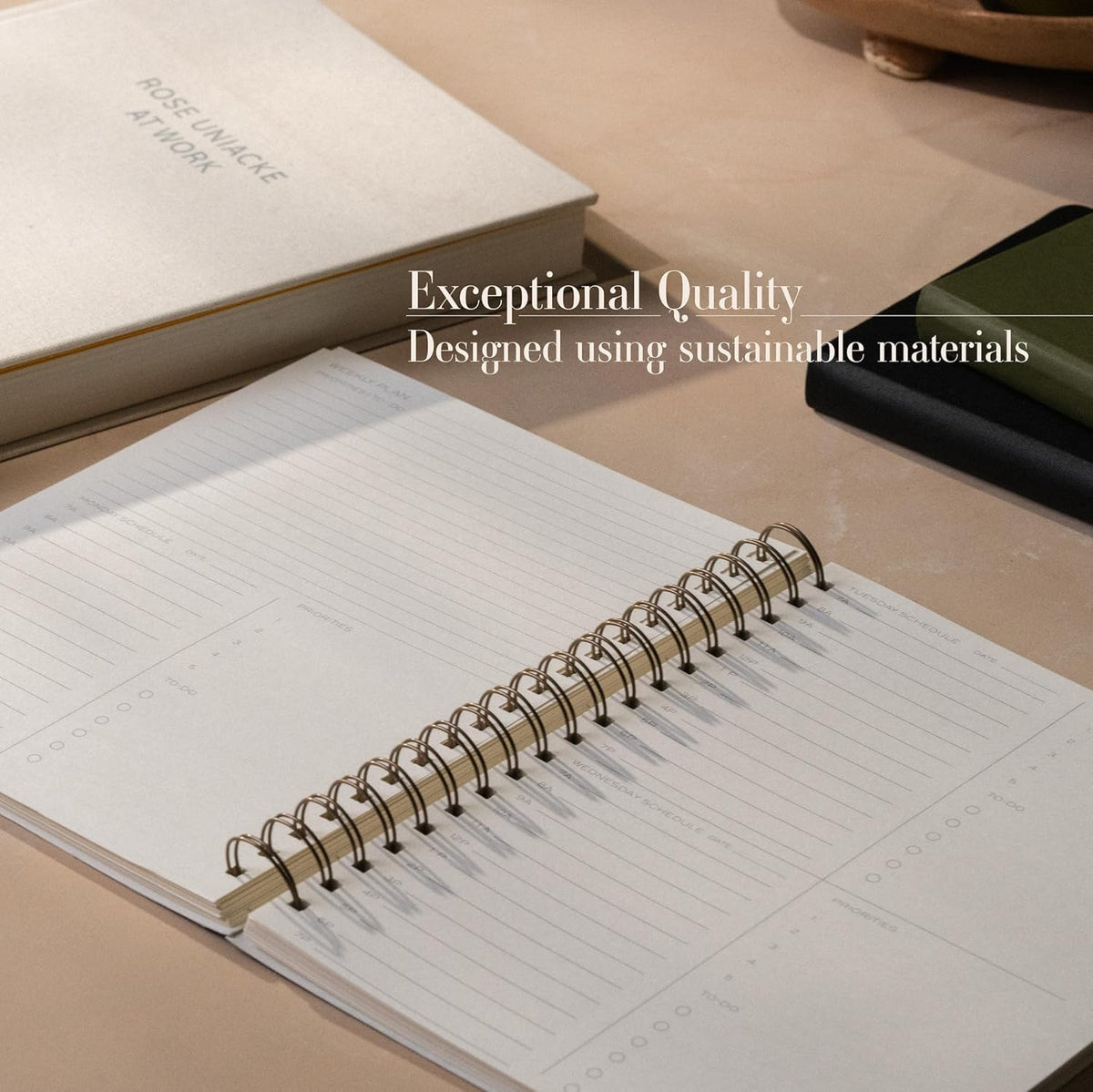 Anecdote Planner 2026 (8.5" x 10") Daily Planner Weekly Monthly Planner - 52 Weeks w/Library Buckram Cover, Brass Spiral - A4 Size Bleed-Resistant Paper β Olive Green