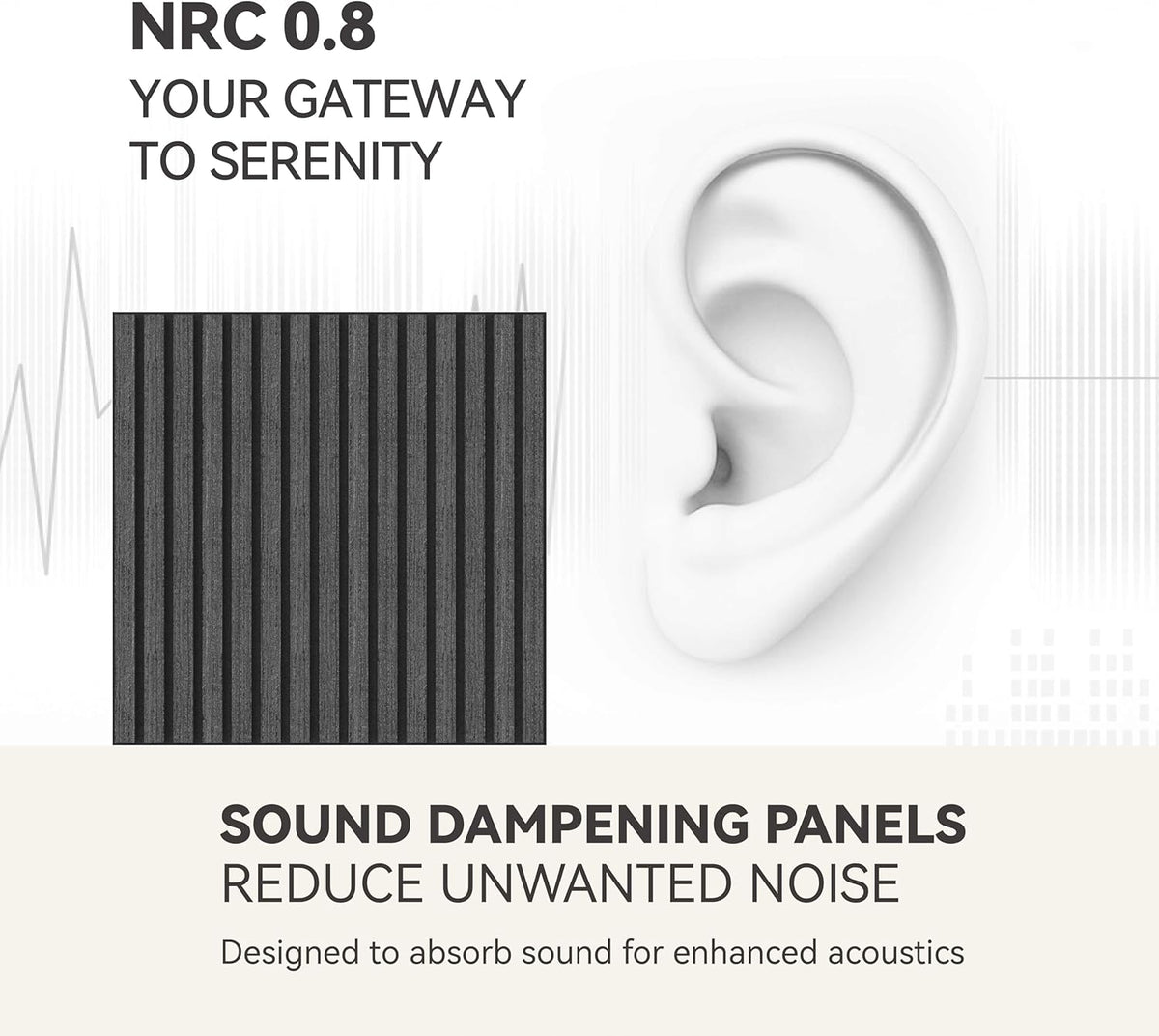 Upick MDF Acoustic Wall Panels Sound Absorbing, 4 Pack 24 x 24 inch Sound Proof Foam Wall Panels & Wood Slat Wall Panels for Interior Wall Decor (Matte Black)