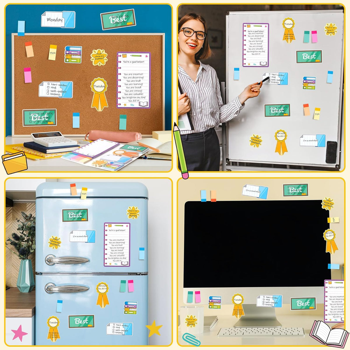 Xqumoi Best School Counselor Sticky Notes Set - Teacher Appreciation Self-Stick Note Pads Educator Writing Memo Pad Page Marker Bookmarker Back to School Office Supplies Thanksgiving Christmas Gift
