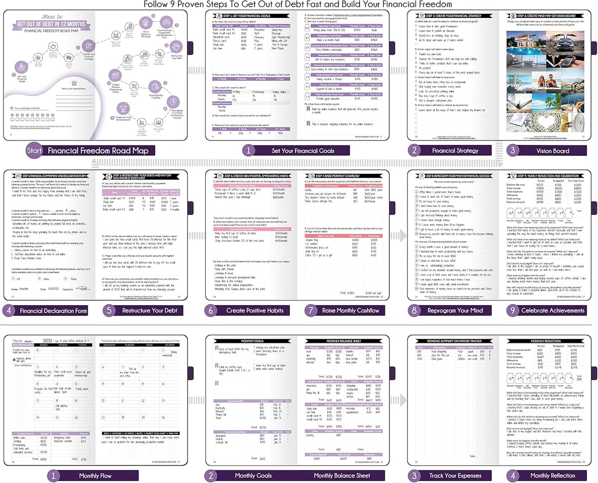 Financial Planner - Monthly Budget Planner with Cash Envelopes & Monthly Bill Organizer | A 12-Month Journey to Financial Freedom | Bill Payment Tracker Organizer, Debt, Expense Tracker & Money Saving