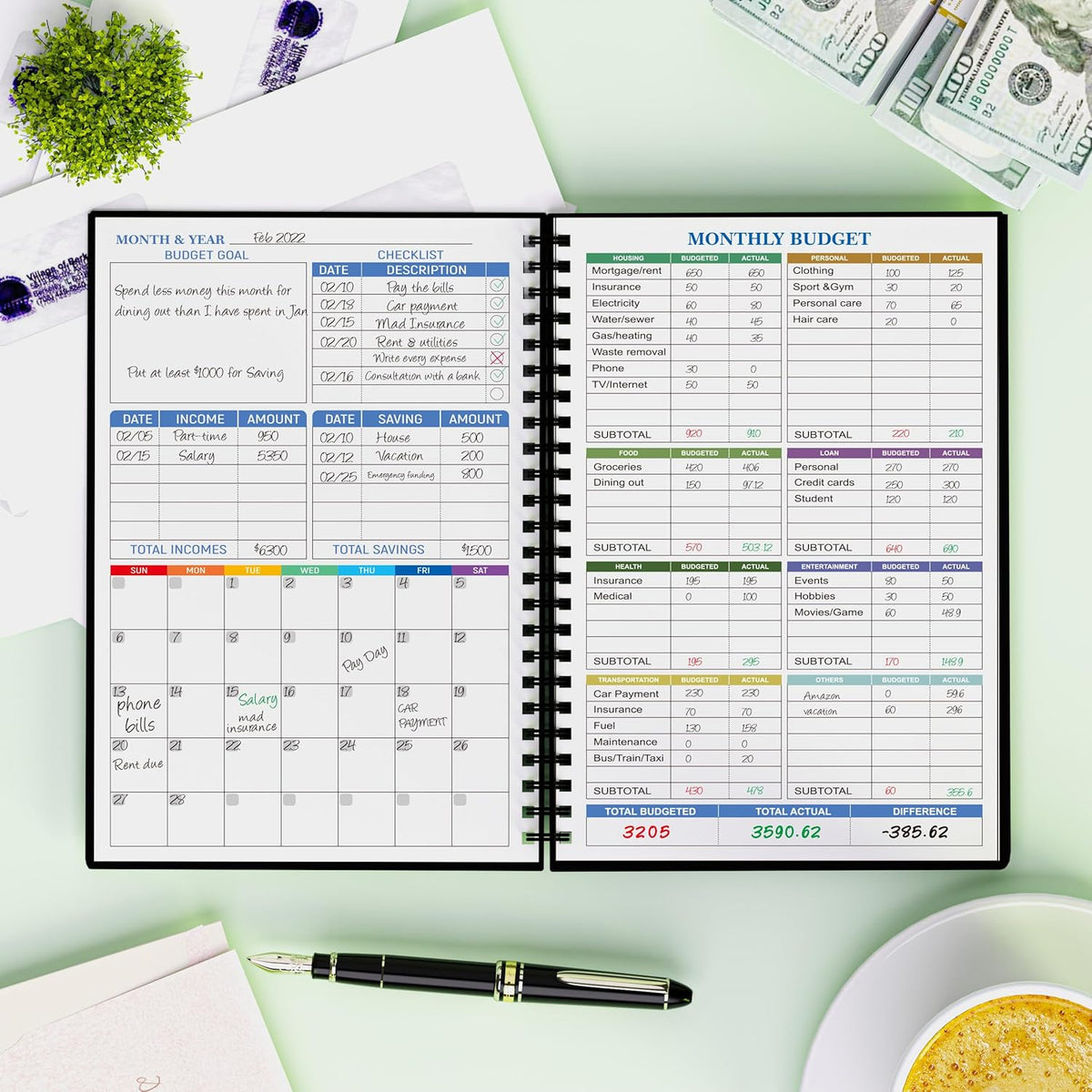 Budget Planner - Monthly Finance Organizer with Expense Tracker Notebook to Manage Your Money Effectively, Undated Finance Planner/Account Book, Start Anytimem,A5(8.6x5.9 inchs),100gsm Paper - Golden