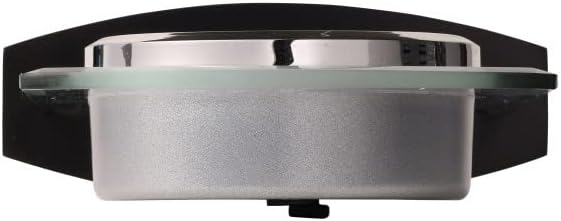 Howard Miller Landre Tabletop Clock – Beveled Glass Arch Alarm Clock Quiet Sweep Second Hand Black Wooden Base Battery Operated Quartz Movement Ideal for Desk Bedroom or Office Décor