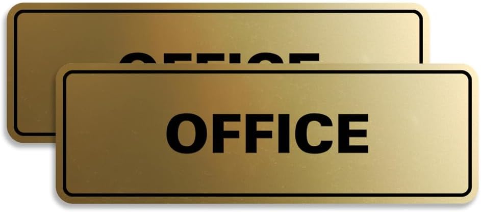 Signs ByLITA Standard Office Sign - Professional Business Signage - Easy to Install (Brushed Gold) - Large 2 Pack