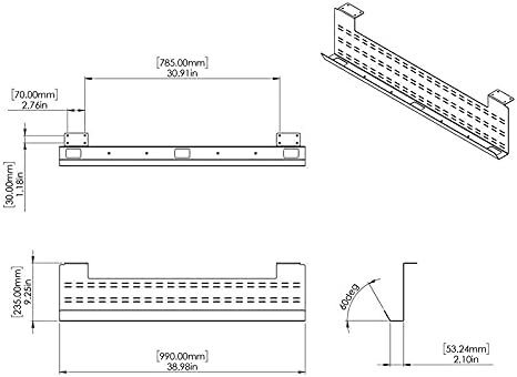 Stand Up Desk Store Under Desk Cable Management Tray Horizontal Computer Cord Raceway and Modesty Panel (White, 39")