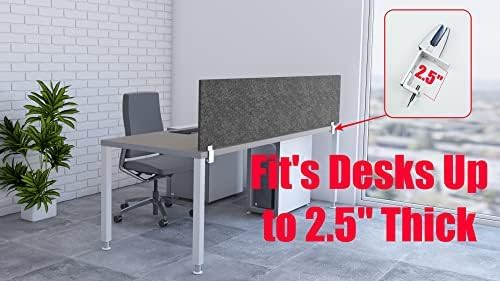 OBEX Panel Desk Mounted PET Privacy Screen, 24" x 60", Shadow